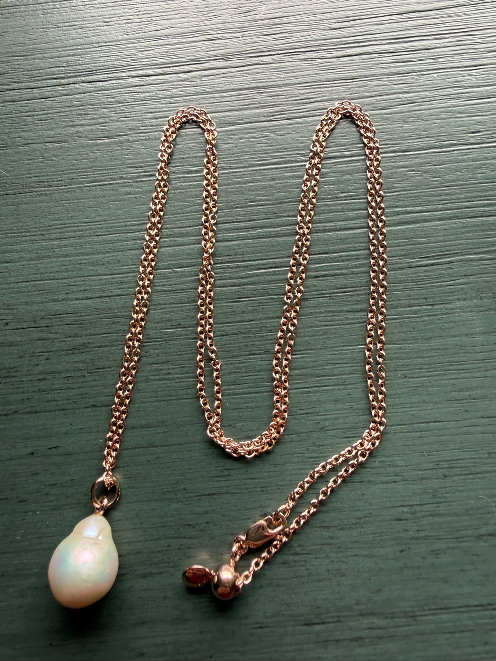 Monica Vinader Baroque Pearl Pendant Charm and Rolo Chain Necklace